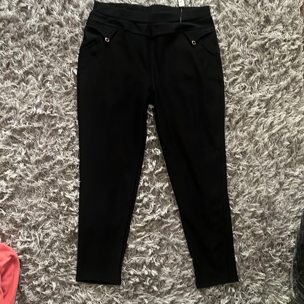 Black plus size spandex pants